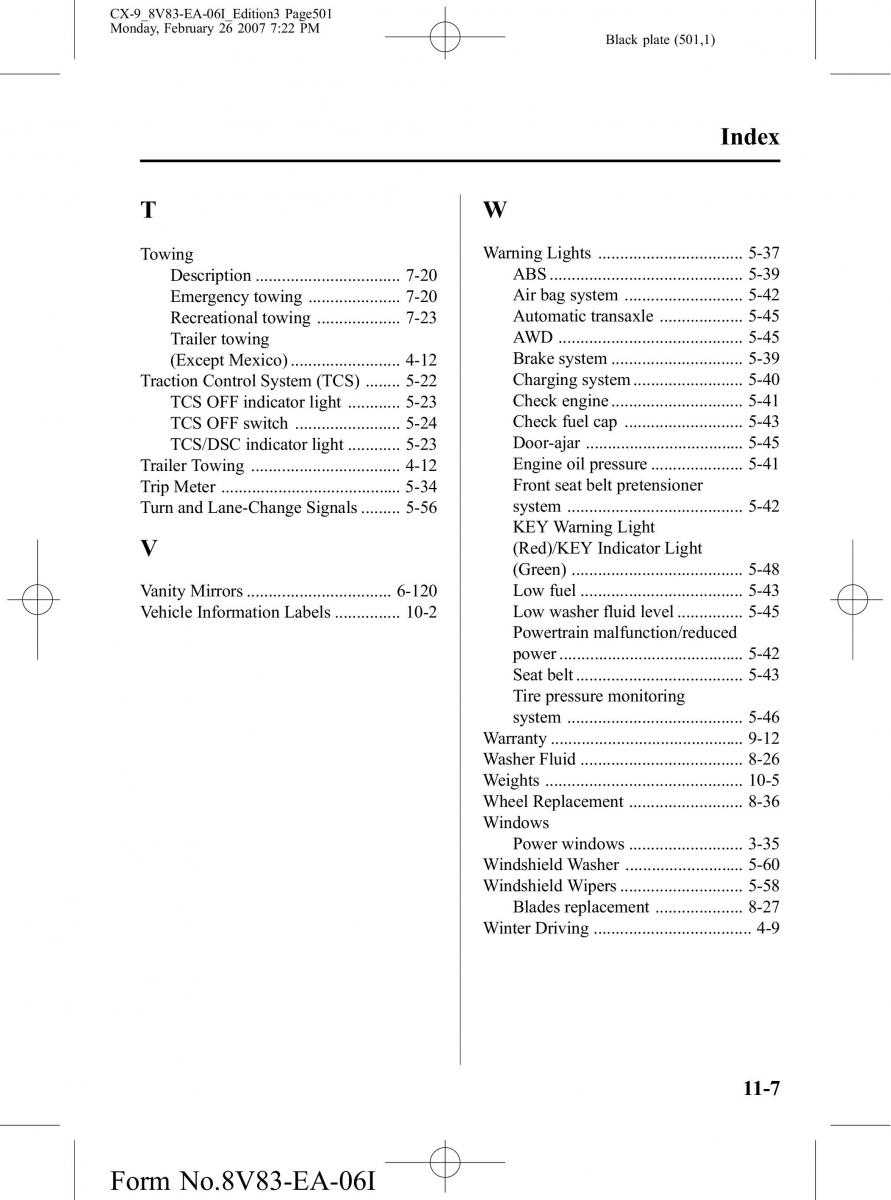 manual  Mazda CX 9 owners manual / page 501