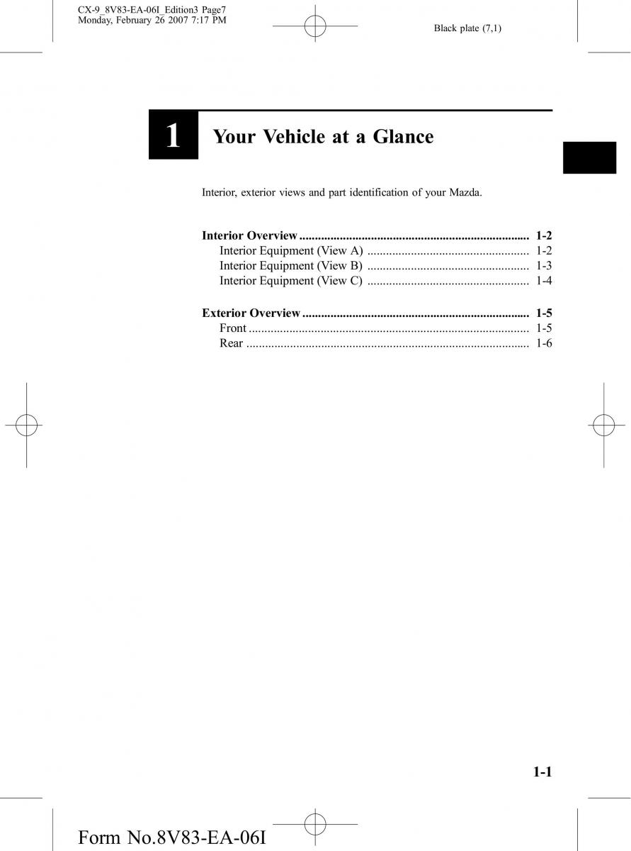 manual  Mazda CX 9 owners manual / page 7