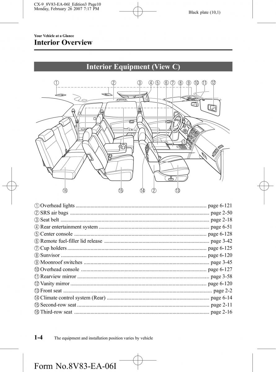 Mazda CX 9 owners manual / page 10