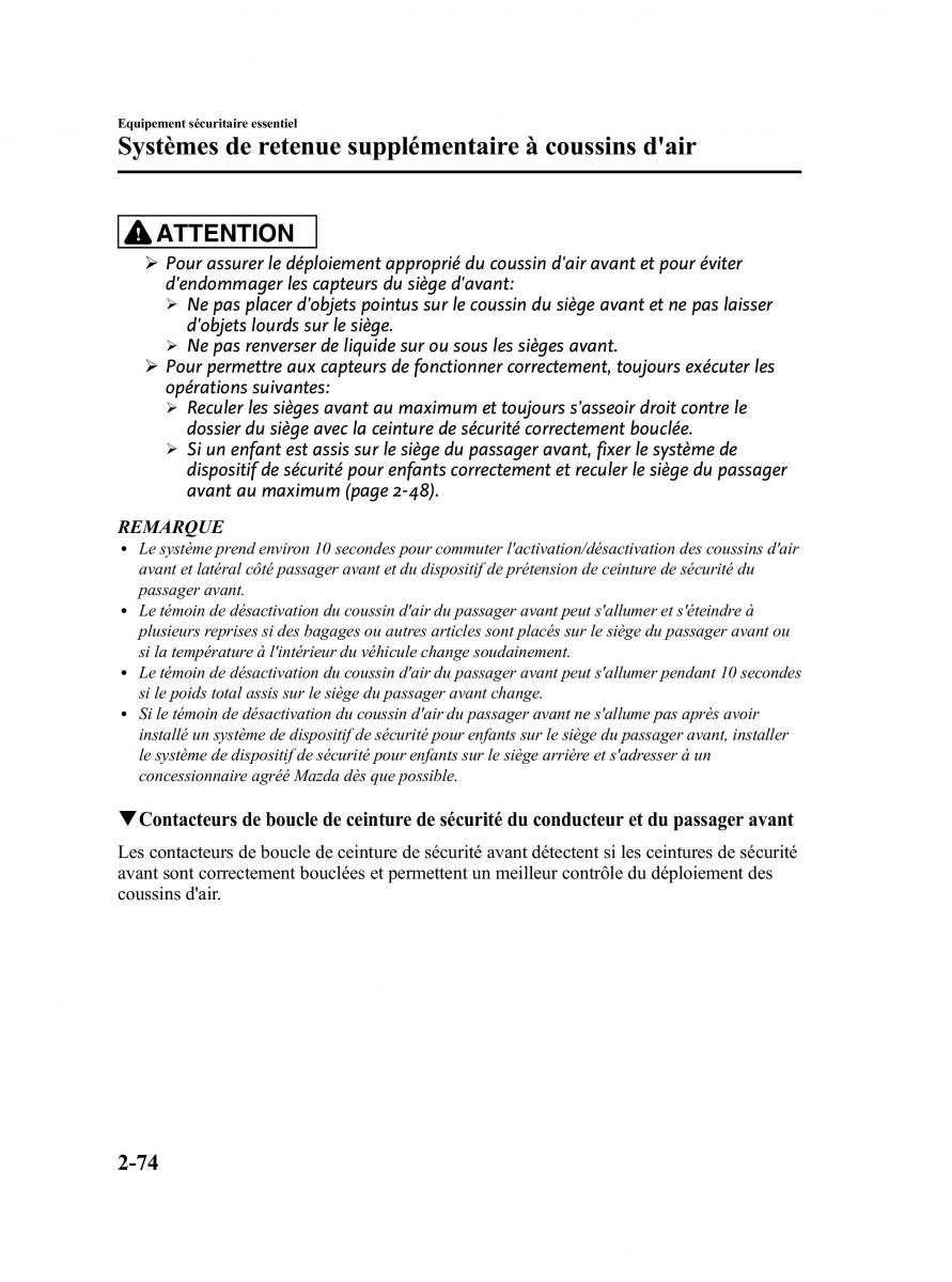 Mazda CX 9 owners manual manuel du proprietaire / page 86