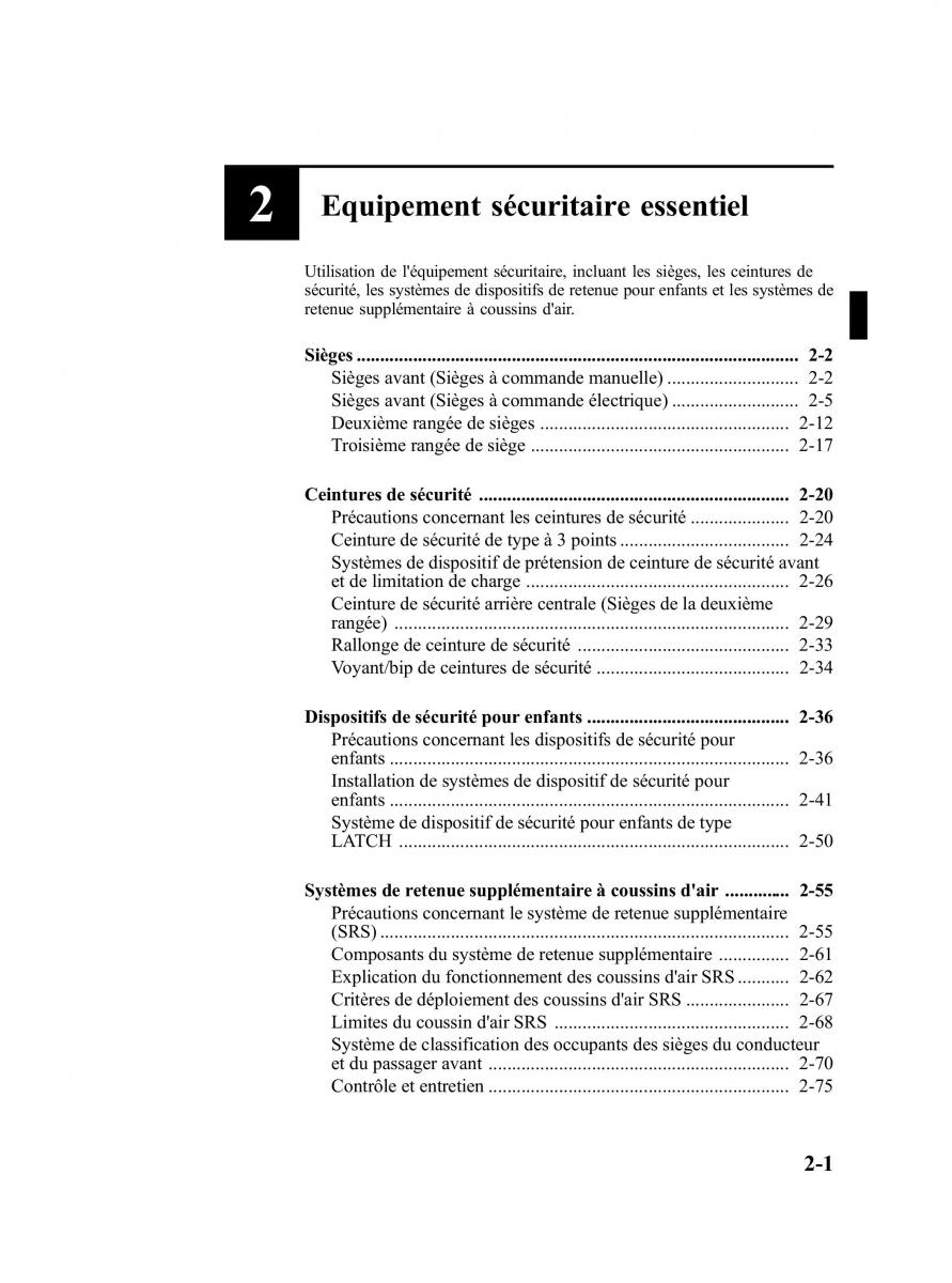 Mazda CX 9 owners manual manuel du proprietaire / page 13