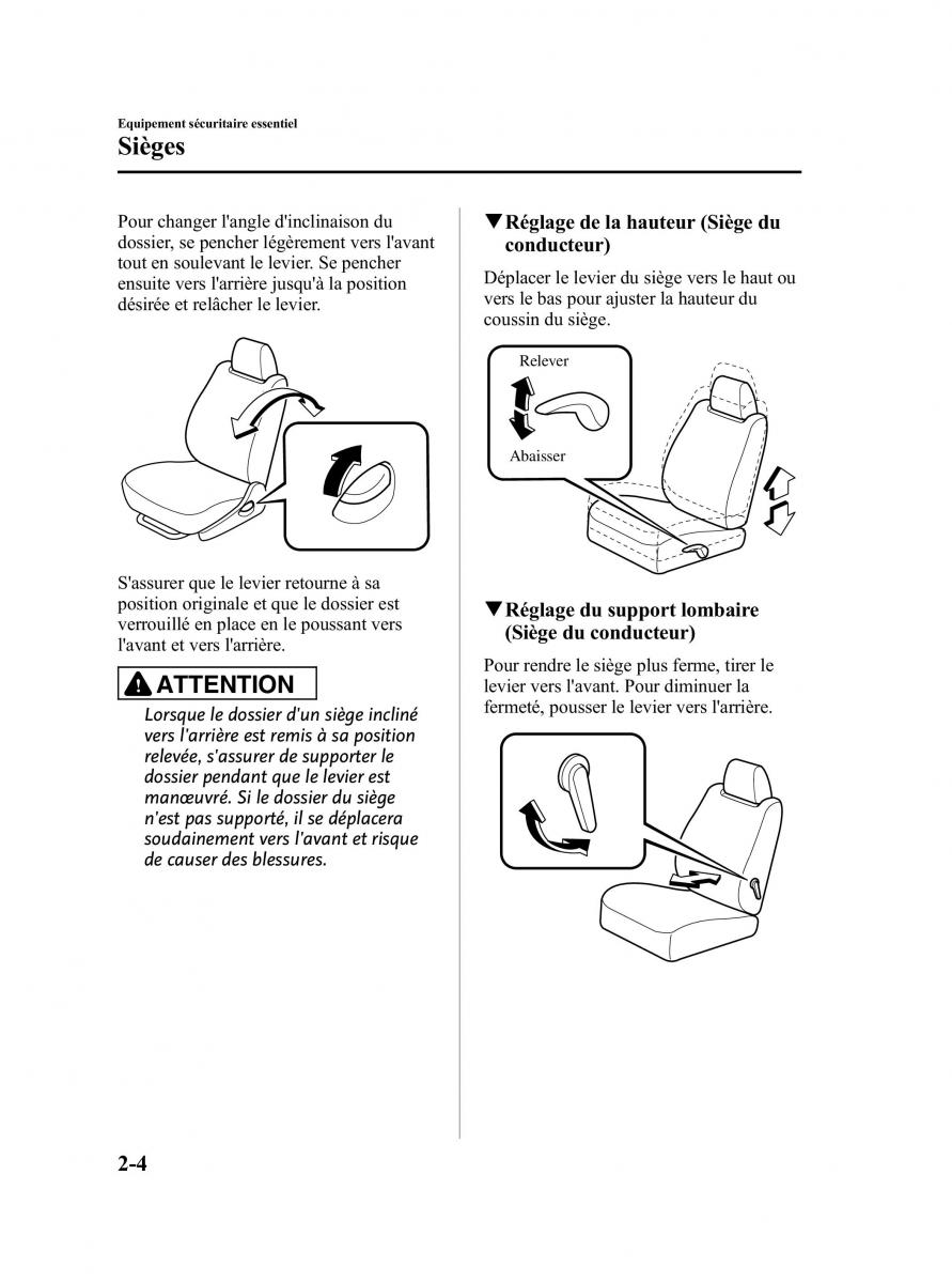 Mazda CX 9 owners manual manuel du proprietaire / page 16