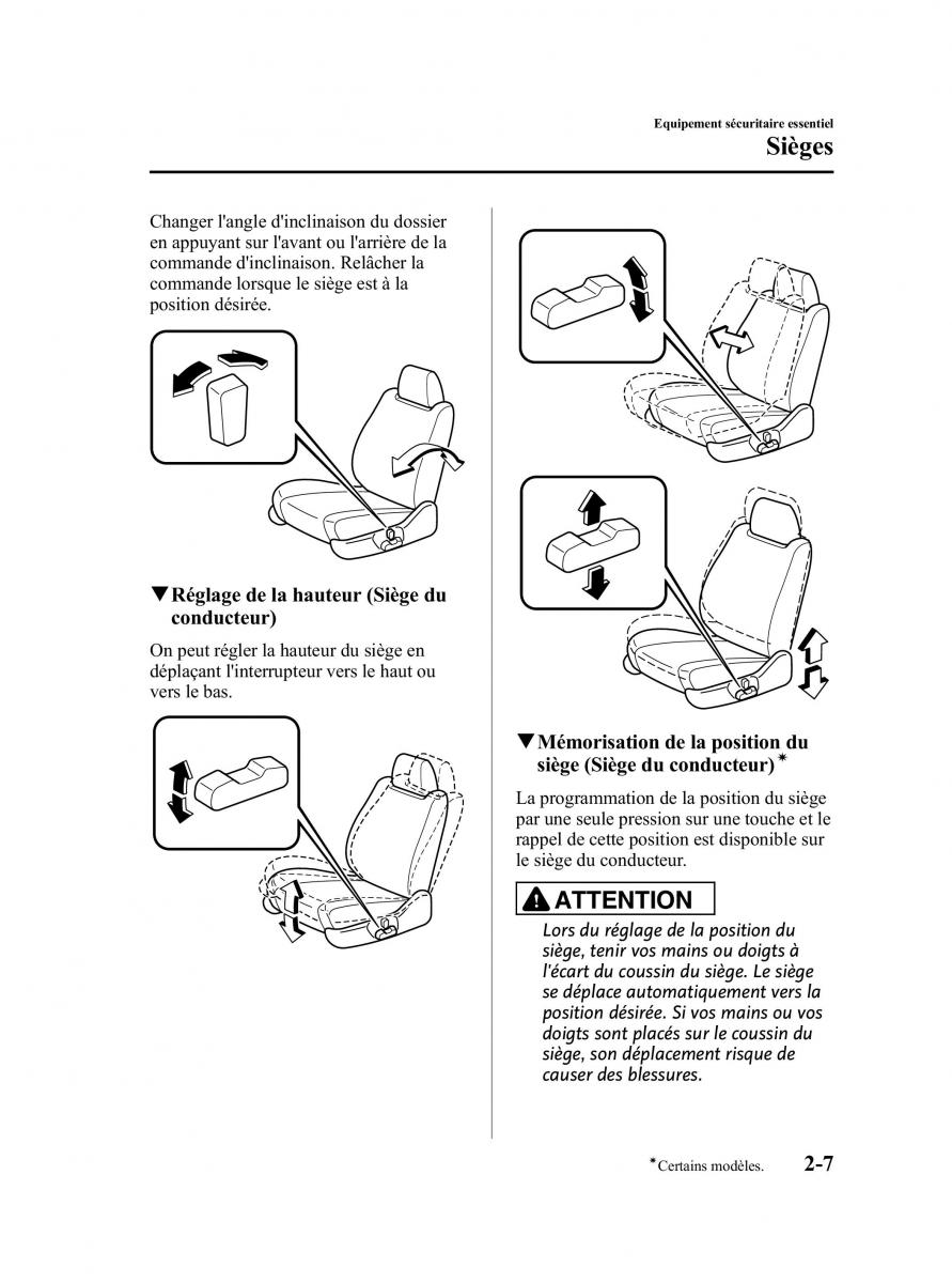 manual  Mazda CX 9 owners manual manuel du proprietaire / page 19