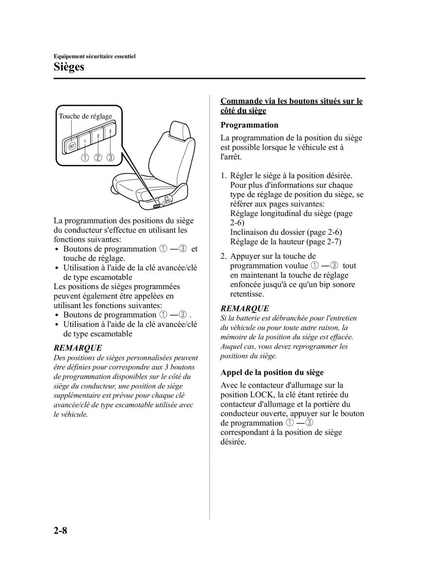 manual  Mazda CX 9 owners manual manuel du proprietaire / page 20