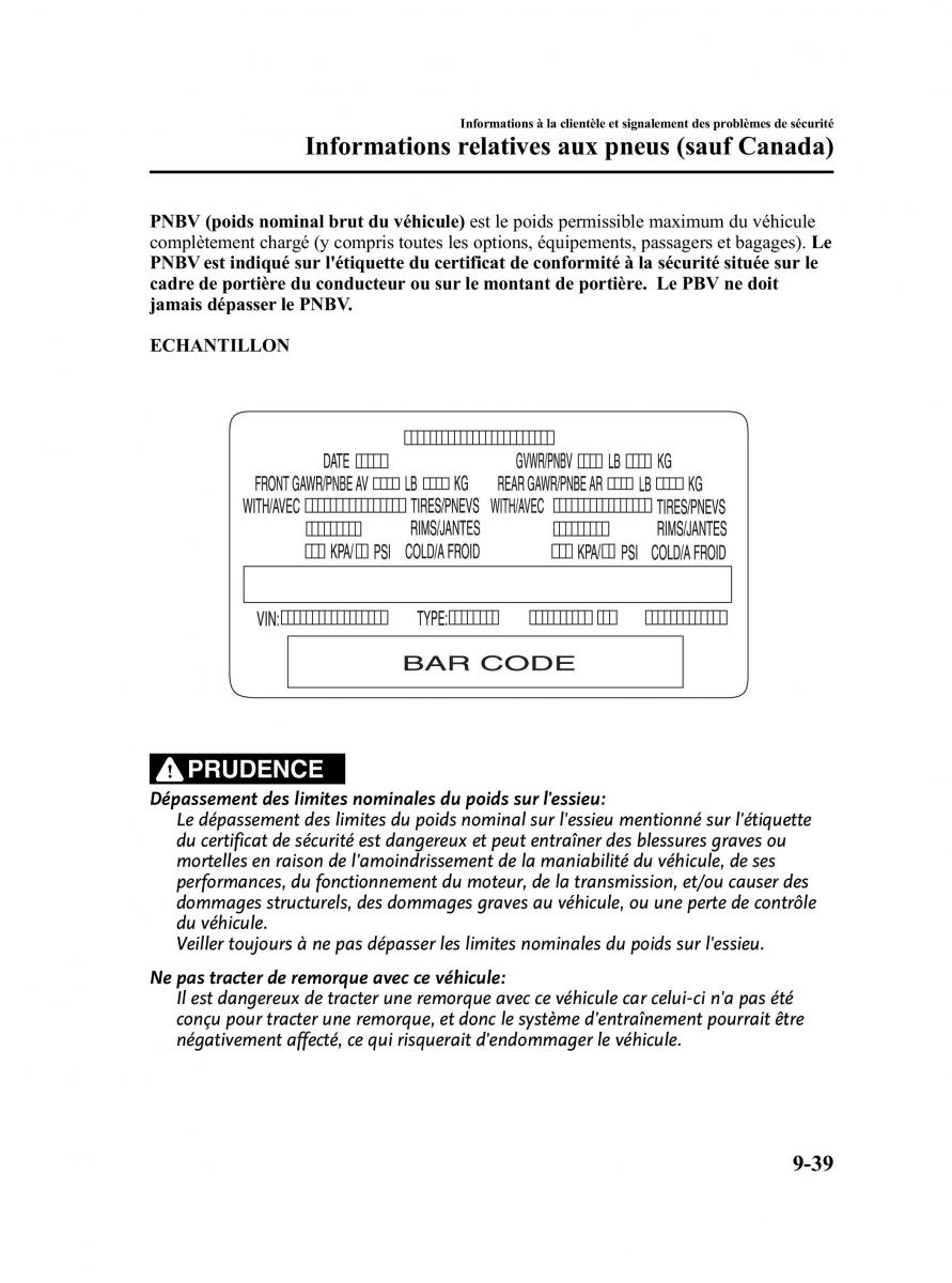 Mazda CX 9 owners manual manuel du proprietaire / page 515
