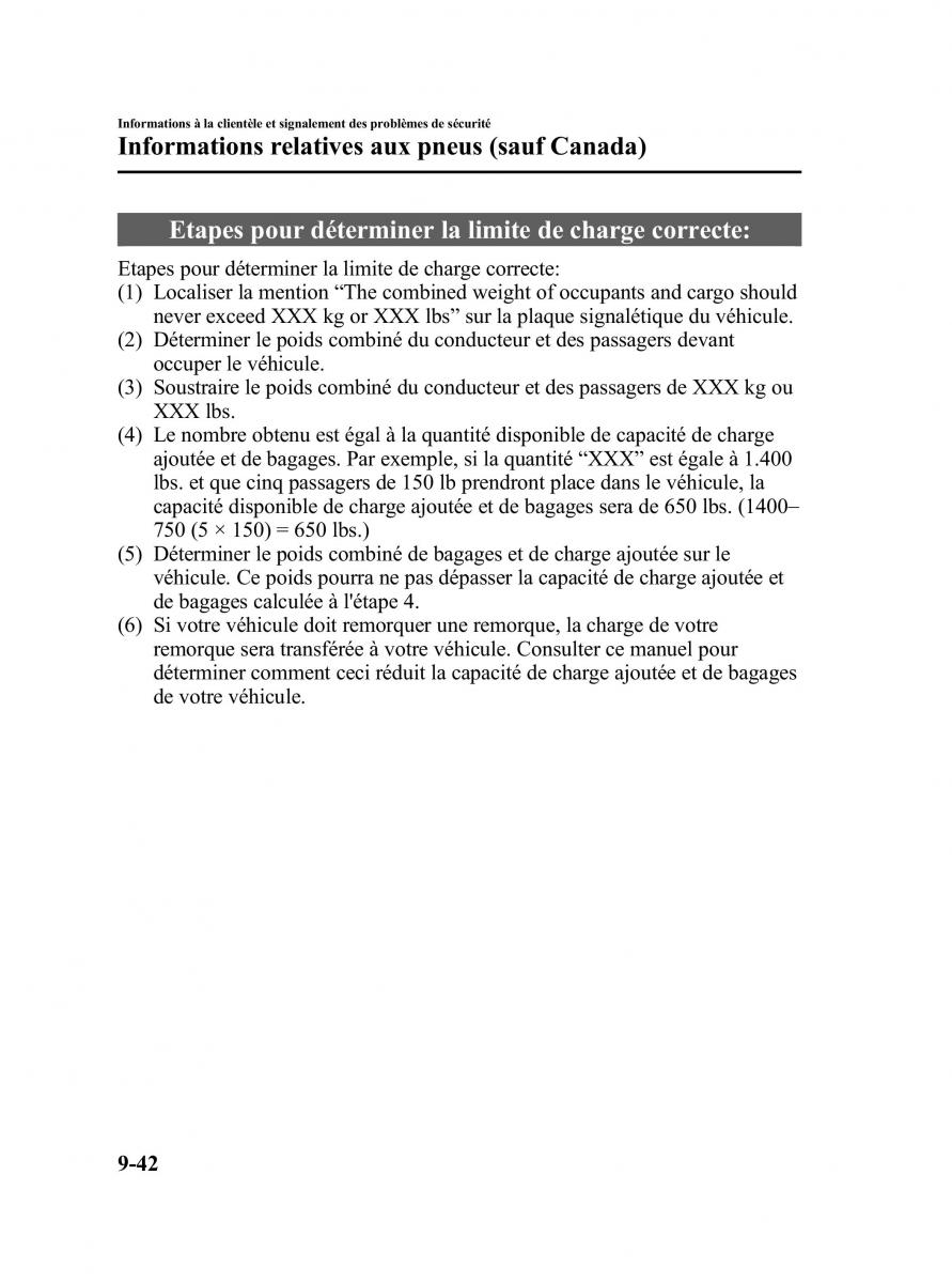 Mazda CX 9 owners manual manuel du proprietaire / page 518