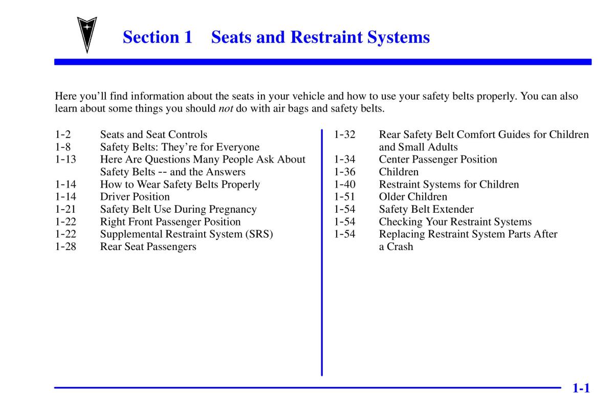 manual  Pontiac Sunfire owners manual / page 13