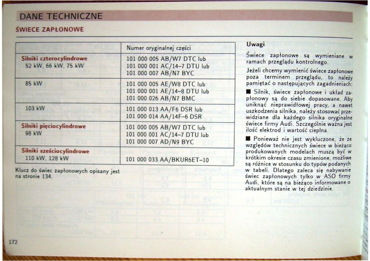 Audi 80 B4 instrukcja obslugi / page 174