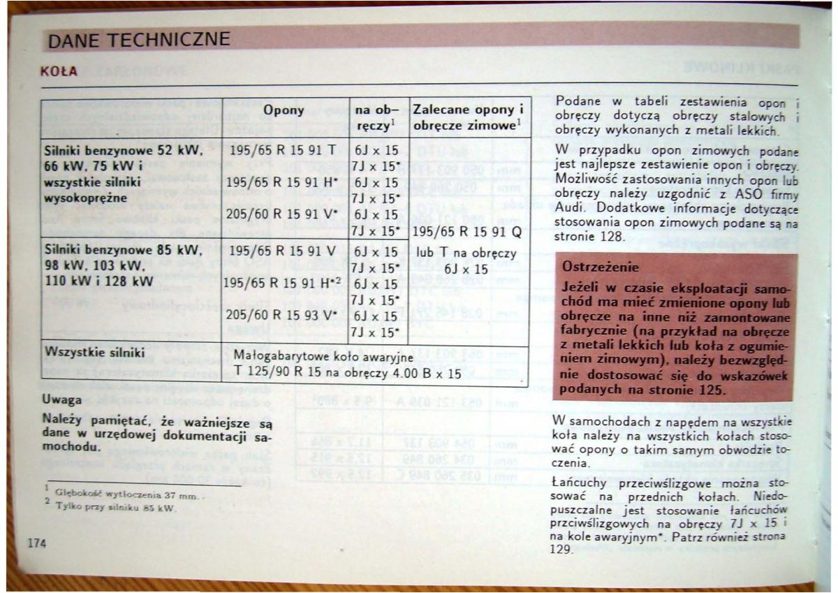 Audi 80 B4 instrukcja obslugi / page 176