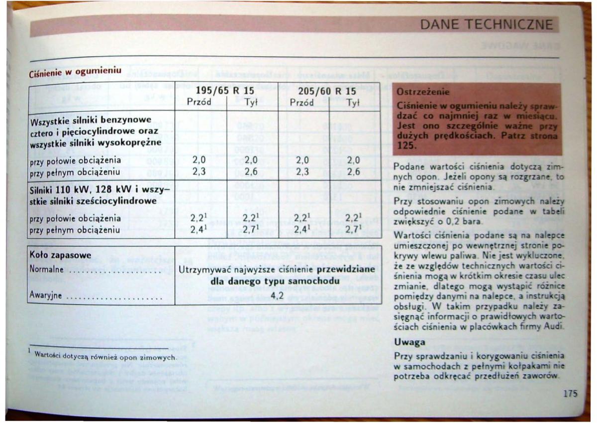 Audi 80 B4 instrukcja obslugi / page 177