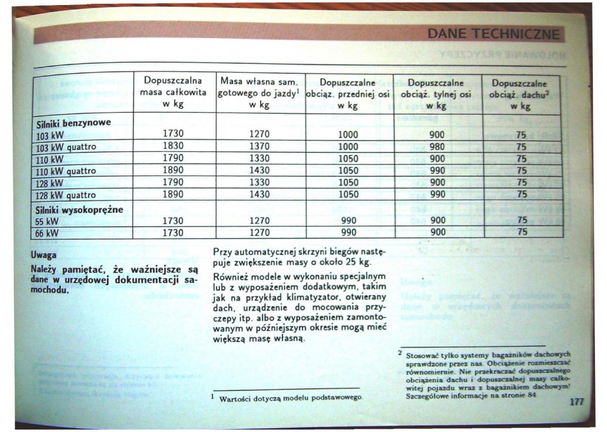 Audi 80 B4 instrukcja obslugi / page 179