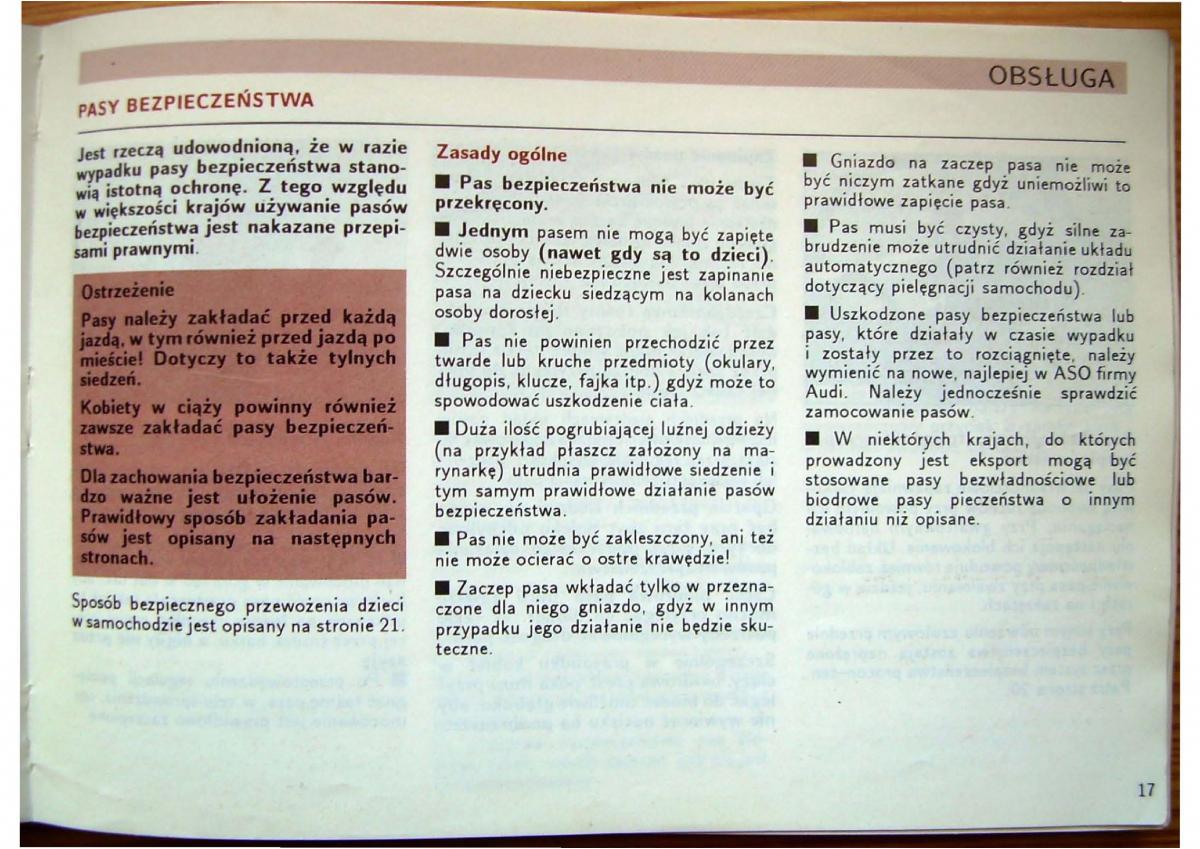 Audi 80 B4 instrukcja obslugi / page 19
