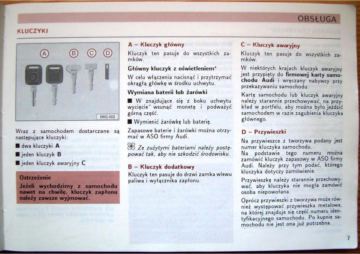 Audi 80 B4 instrukcja obslugi / page 9