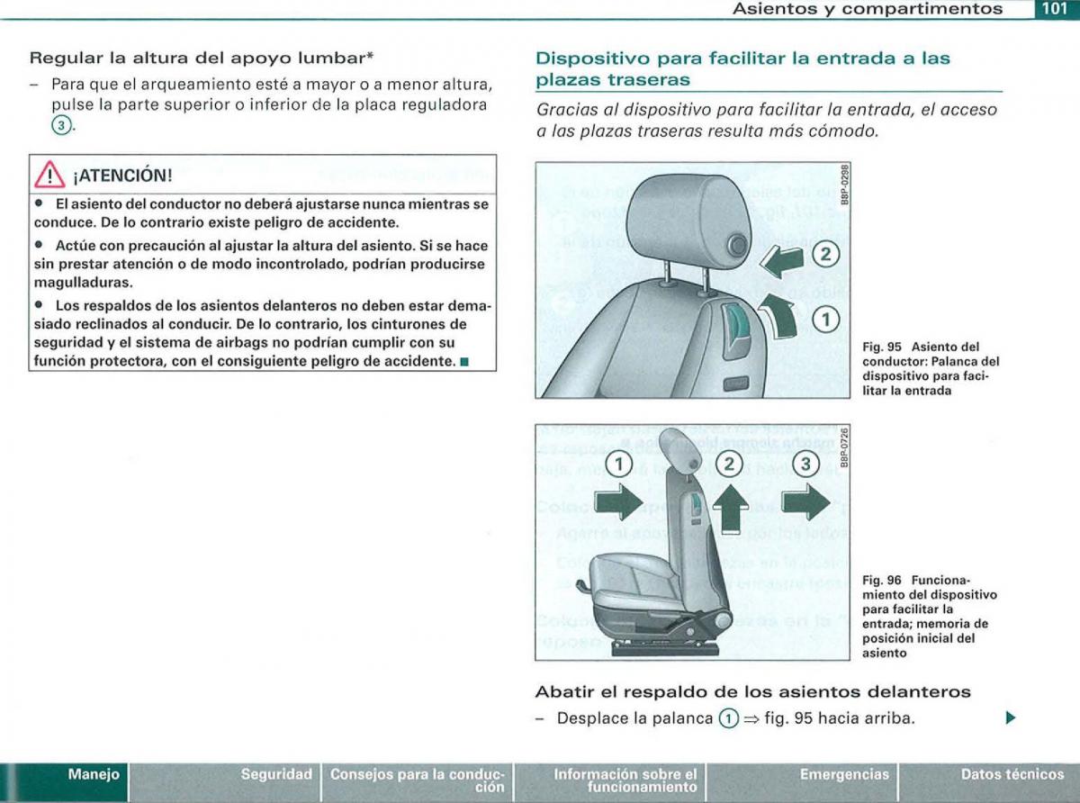manual Audi A3 Audi A3 II 2 8P owners manual manual del propietario / page 103