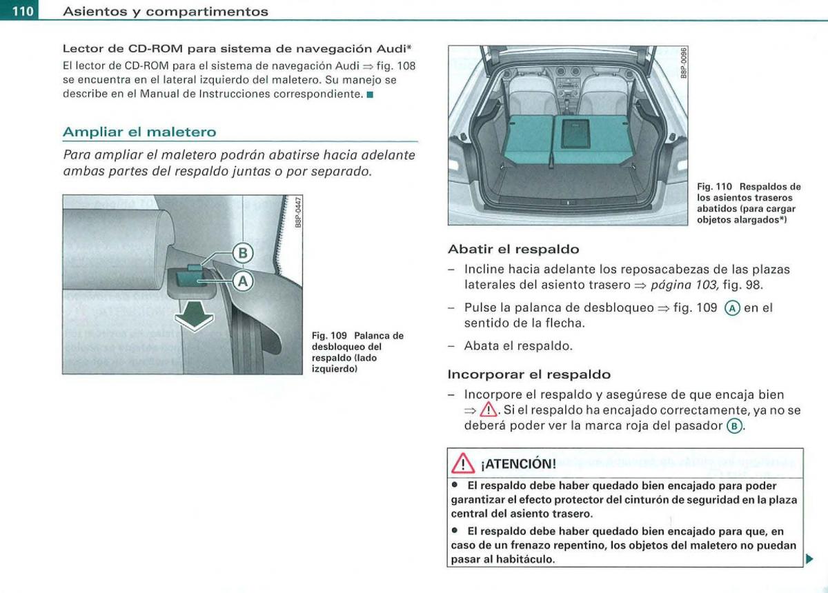 manual Audi A3 Audi A3 II 2 8P owners manual manual del propietario / page 112