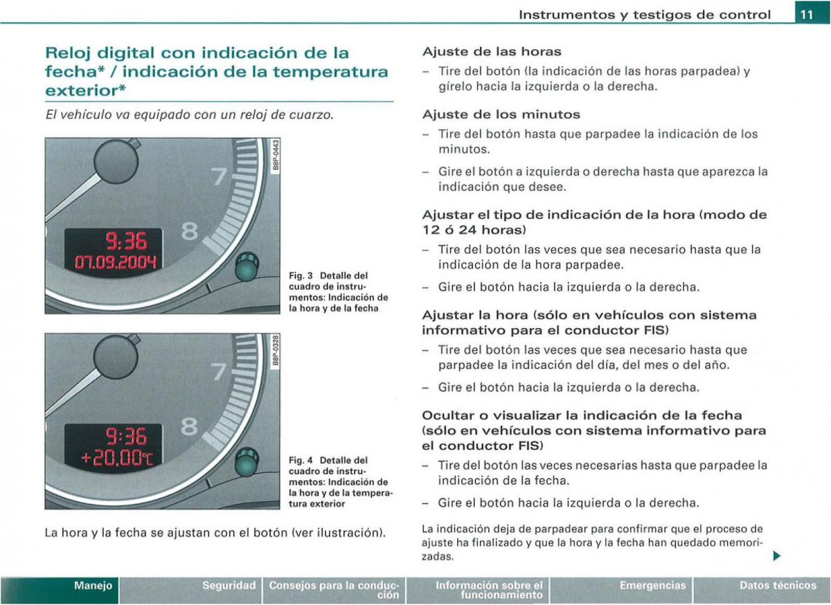 manual  Audi A3 II 2 8P owners manual manual del propietario / page 13