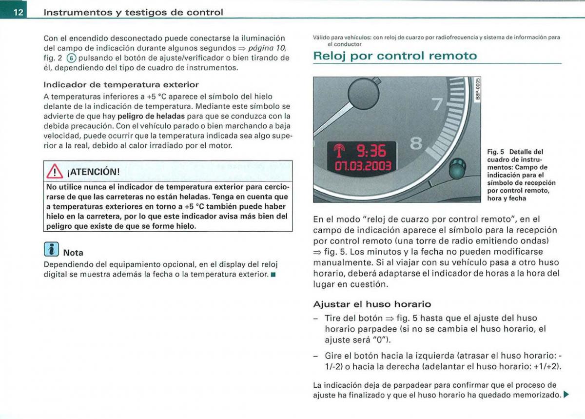 manual  Audi A3 II 2 8P owners manual manual del propietario / page 14