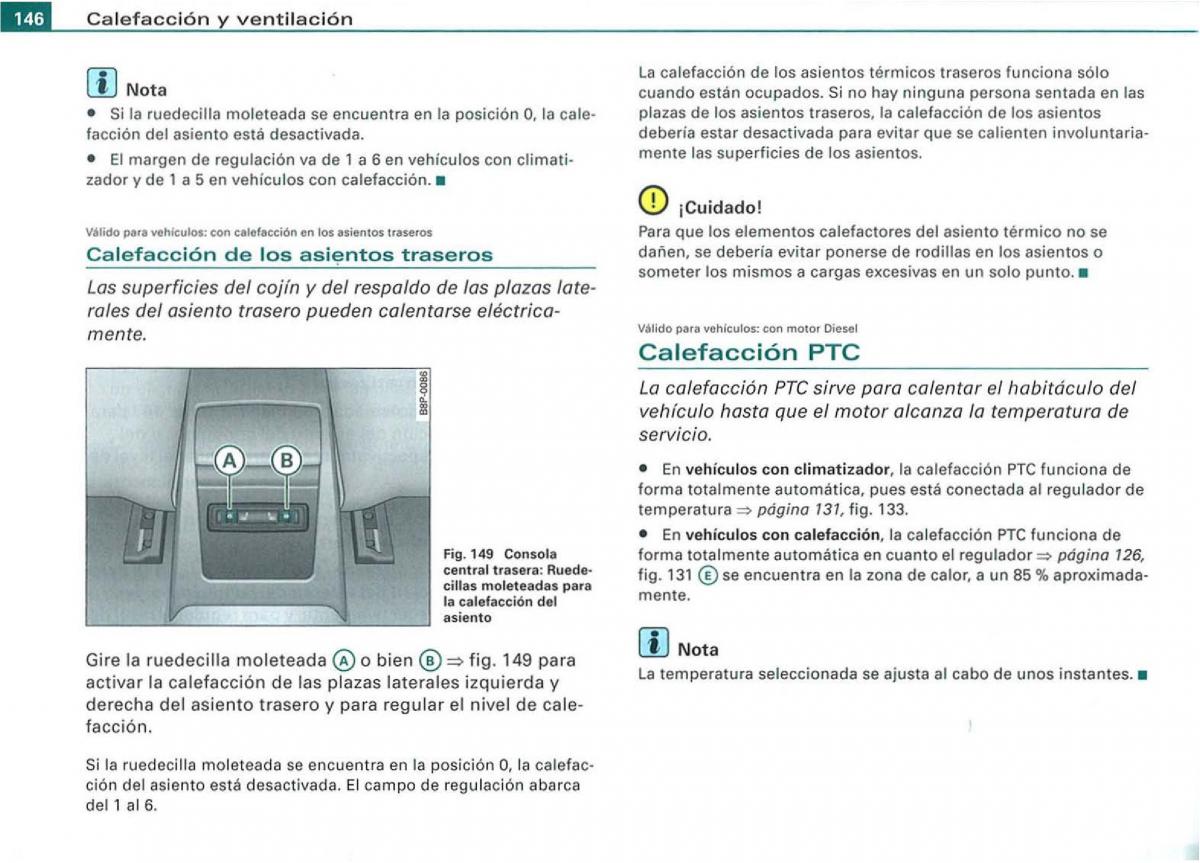 Audi A3 II 2 8P owners manual manual del propietario / page 148