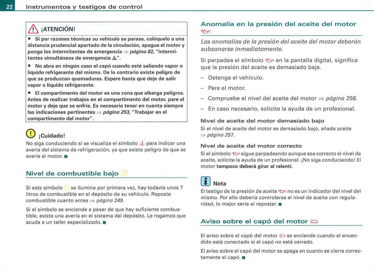 Audi A3 II 2 8P owners manual manual del propietario / page 24