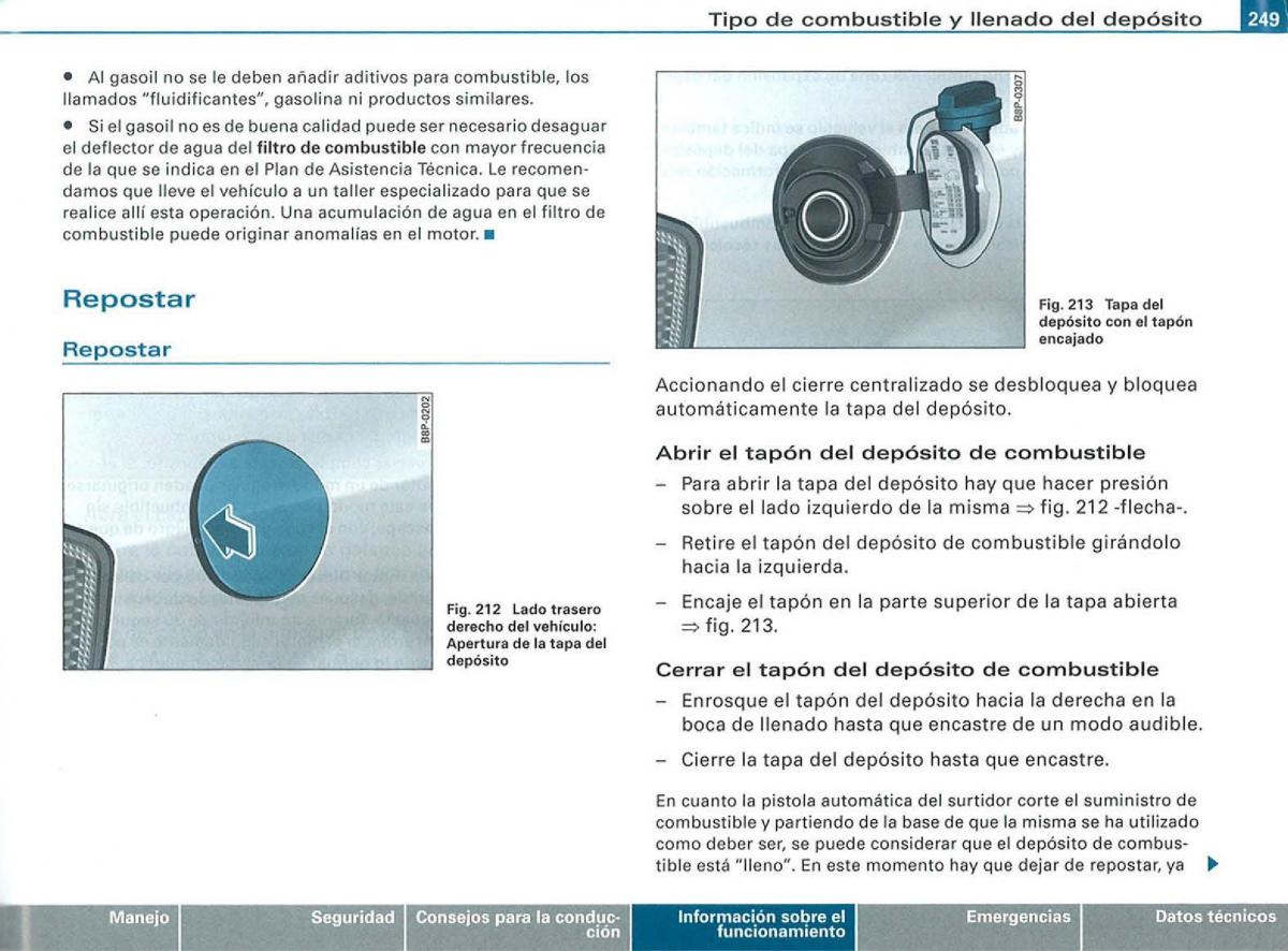 manual Audi A3 Audi A3 II 2 8P owners manual manual del propietario / page 251