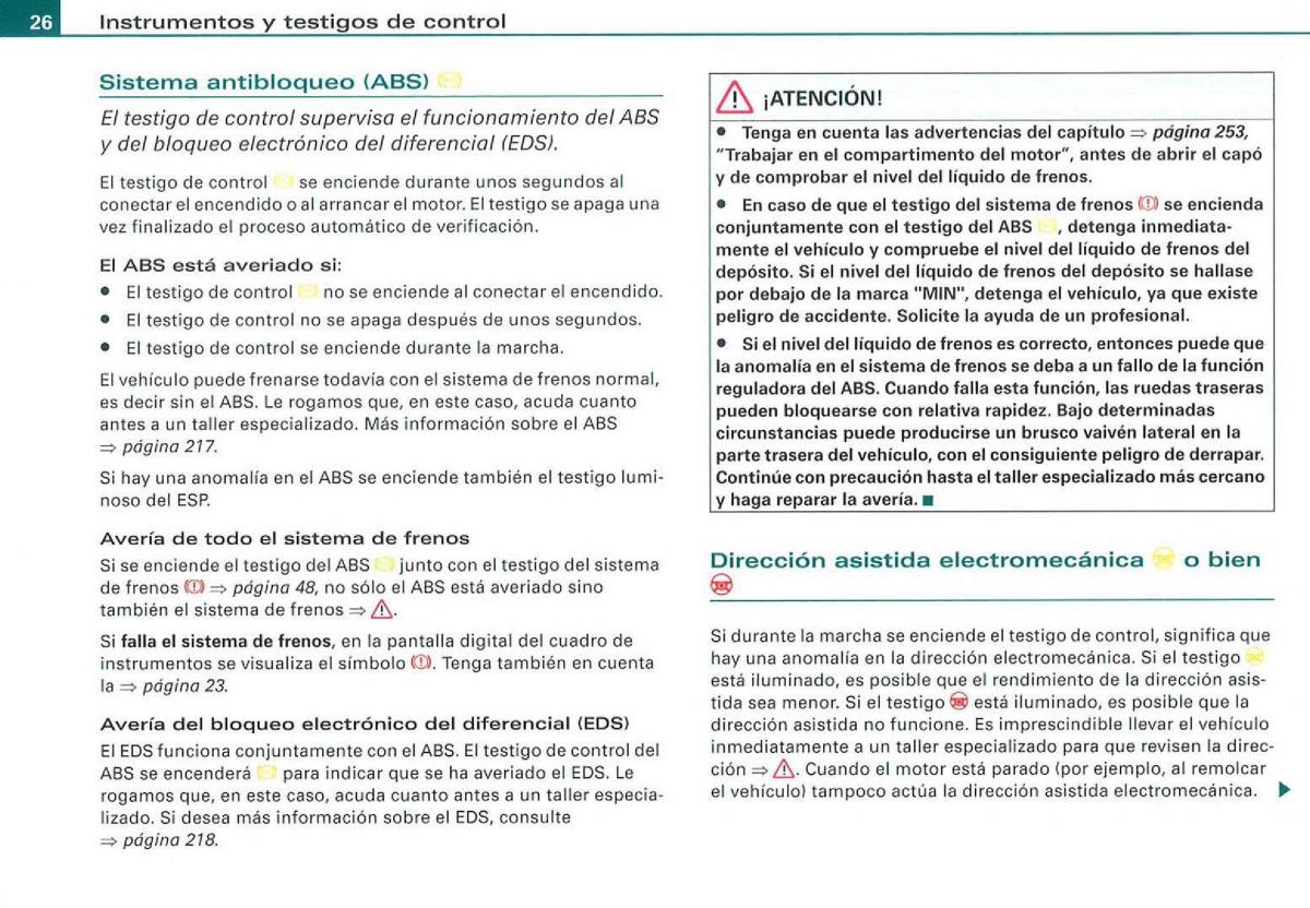 Audi A3 II 2 8P owners manual manual del propietario / page 28