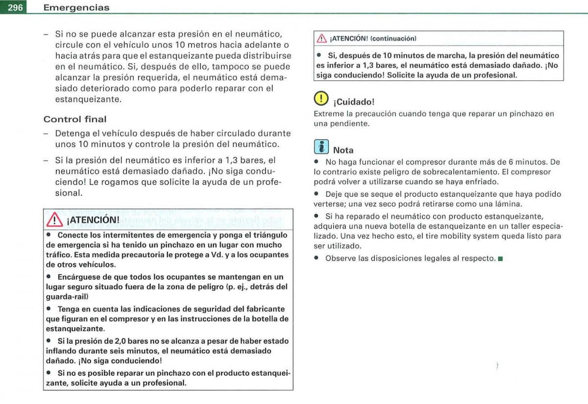 manual Audi A3 Audi A3 II 2 8P owners manual manual del propietario / page 298