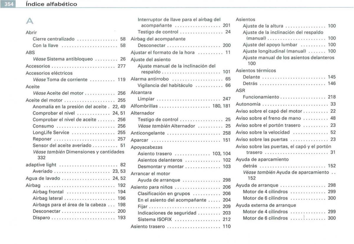 Audi A3 II 2 8P owners manual manual del propietario / page 356