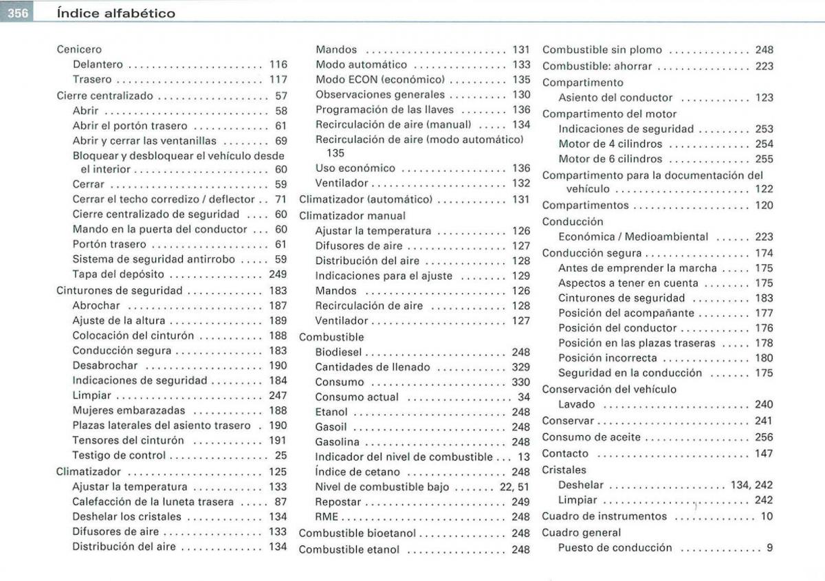 manual  Audi A3 II 2 8P owners manual manual del propietario / page 358