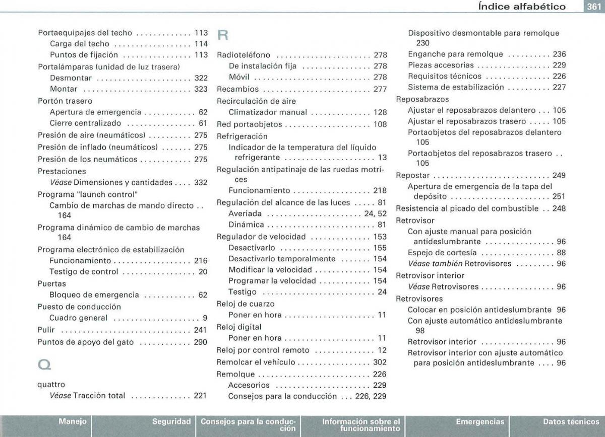 Audi A3 II 2 8P owners manual manual del propietario / page 363