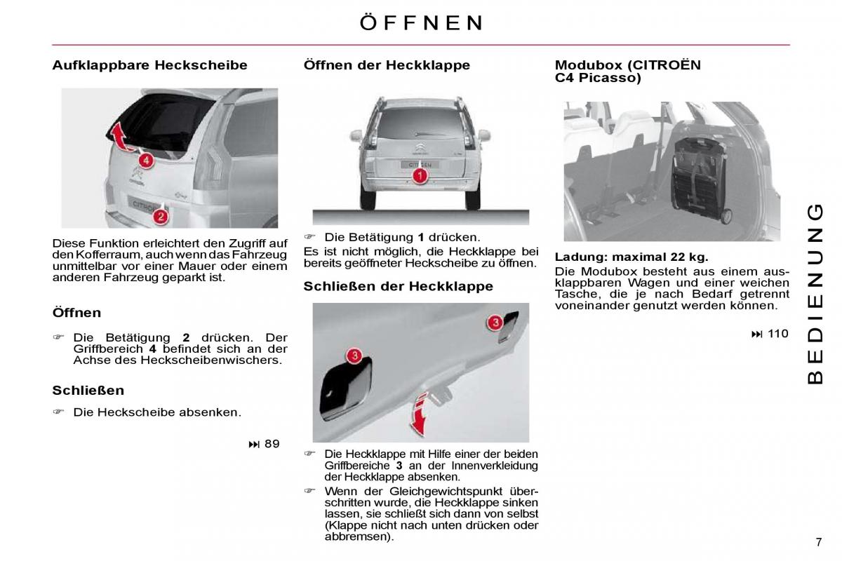 Citroen C4 Picasso I 1 owners manual Handbuch / page 4