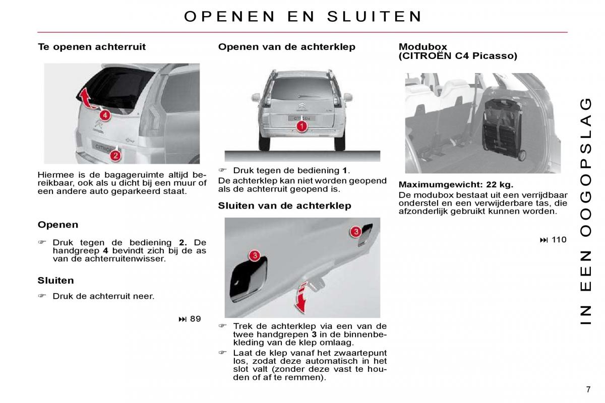 Citroen C4 Picasso I 1 owners manual handleiding / page 4