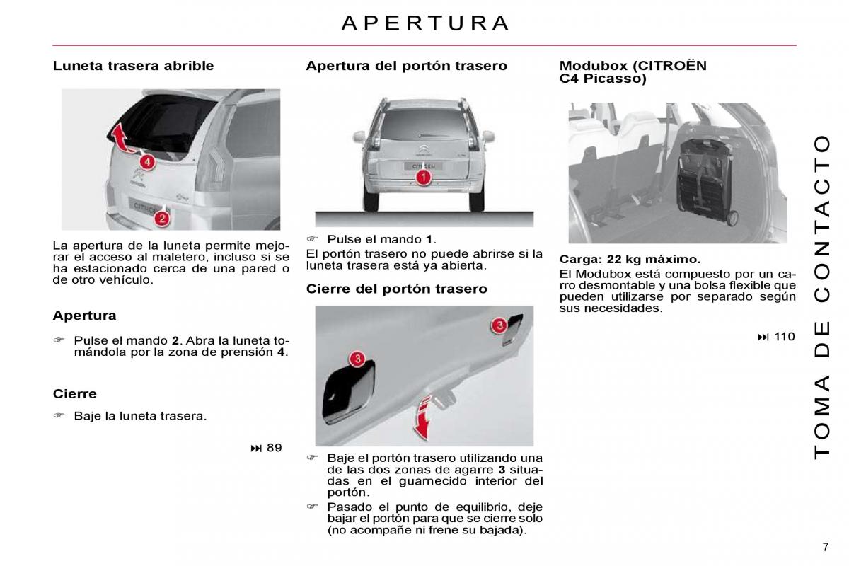 Citroen C4 Picasso I 1 owners manual manual del propietario / page 4