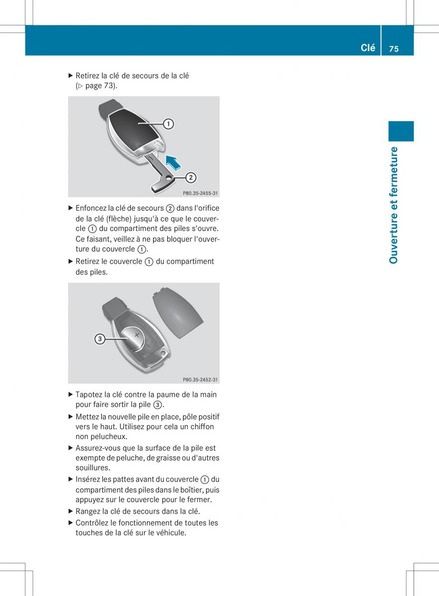 Mercedes Benz B Class W246 owners manual manuel du proprietaire / page 78