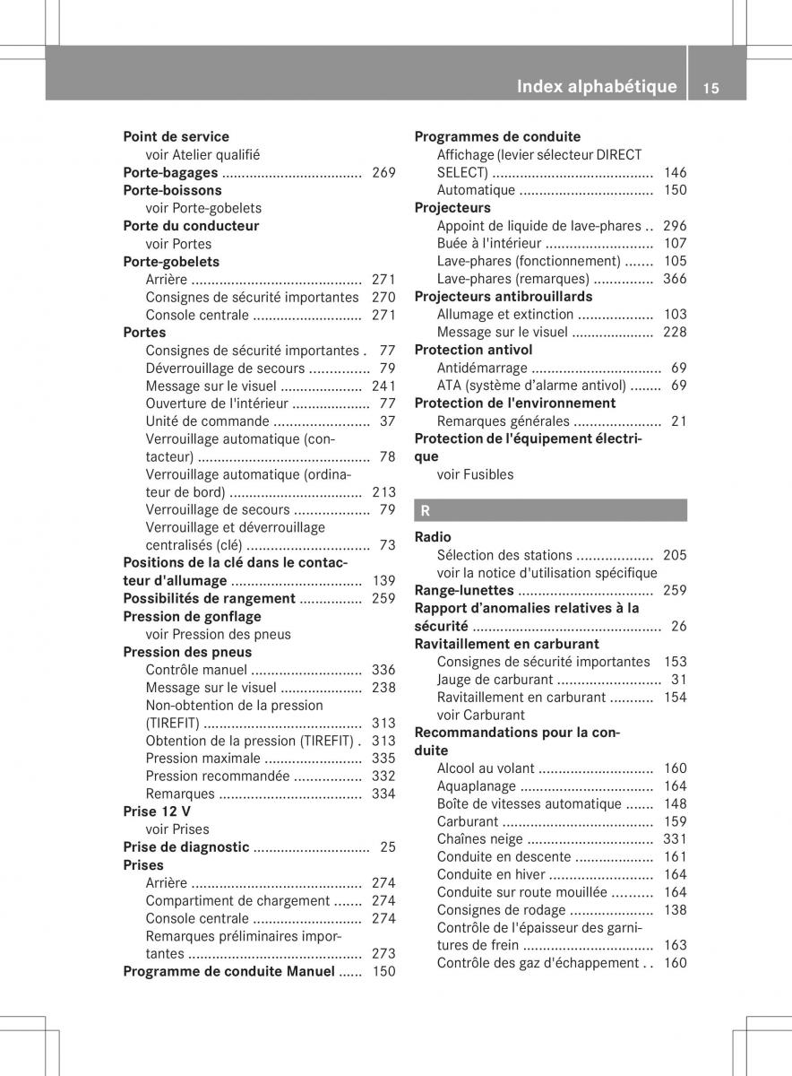 Mercedes Benz B Class W246 owners manual manuel du proprietaire / page 18