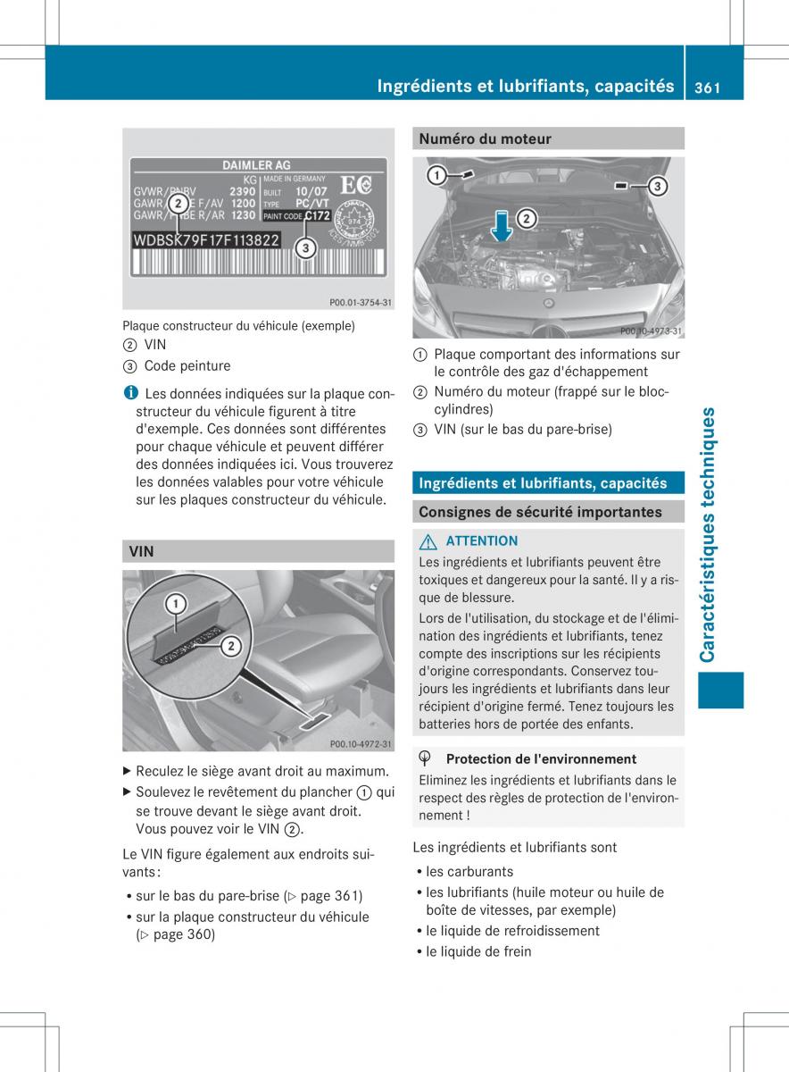 Mercedes Benz B Class W246 owners manual manuel du proprietaire / page 364