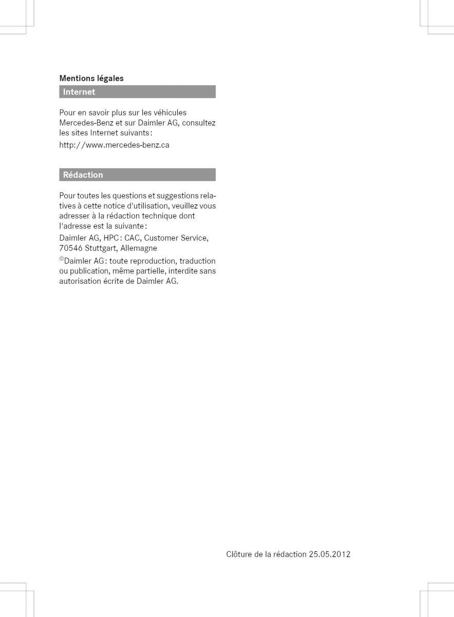 Mercedes Benz B Class W246 owners manual manuel du proprietaire / page 3