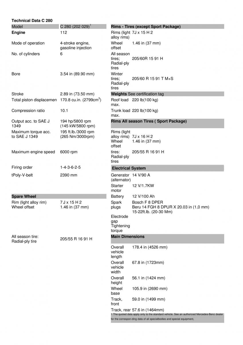 Mercedes Benz C Class W202 owners manual / page 119