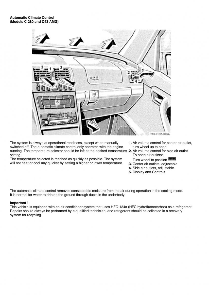 Mercedes Benz C Class W202 owners manual / page 15
