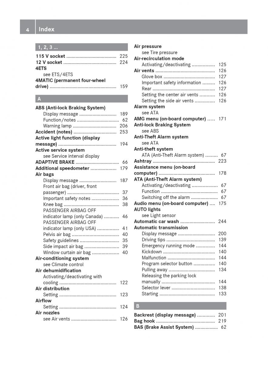 manual  Mercedes Benz C Class W204 owners manual / page 6