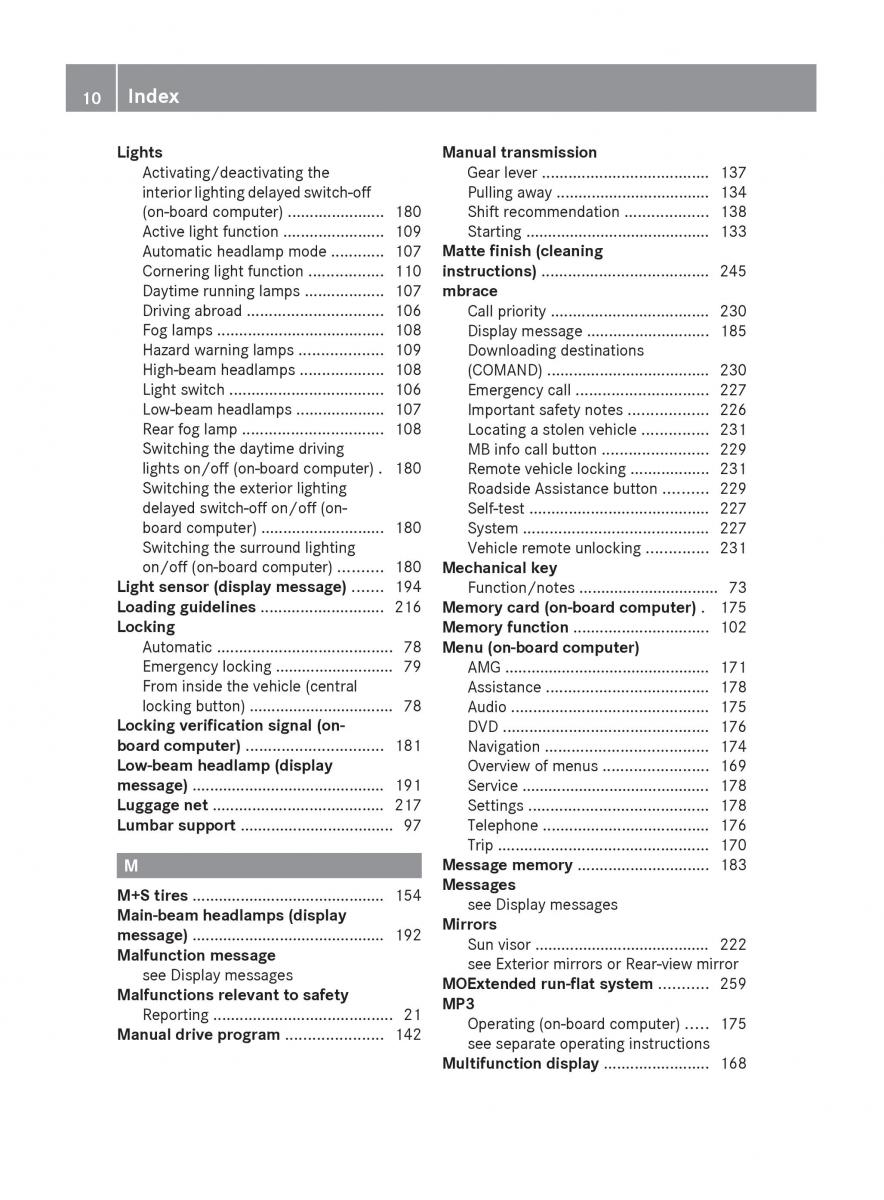 manual  Mercedes Benz C Class W204 owners manual / page 12