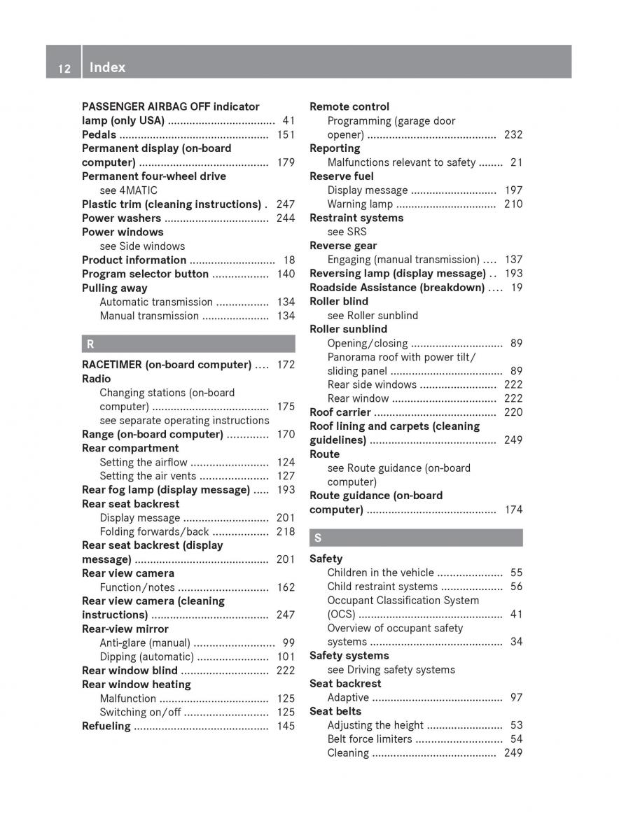 manual  Mercedes Benz C Class W204 owners manual / page 14