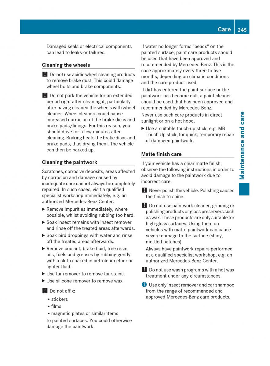 Mercedes Benz C Class W204 owners manual / page 247