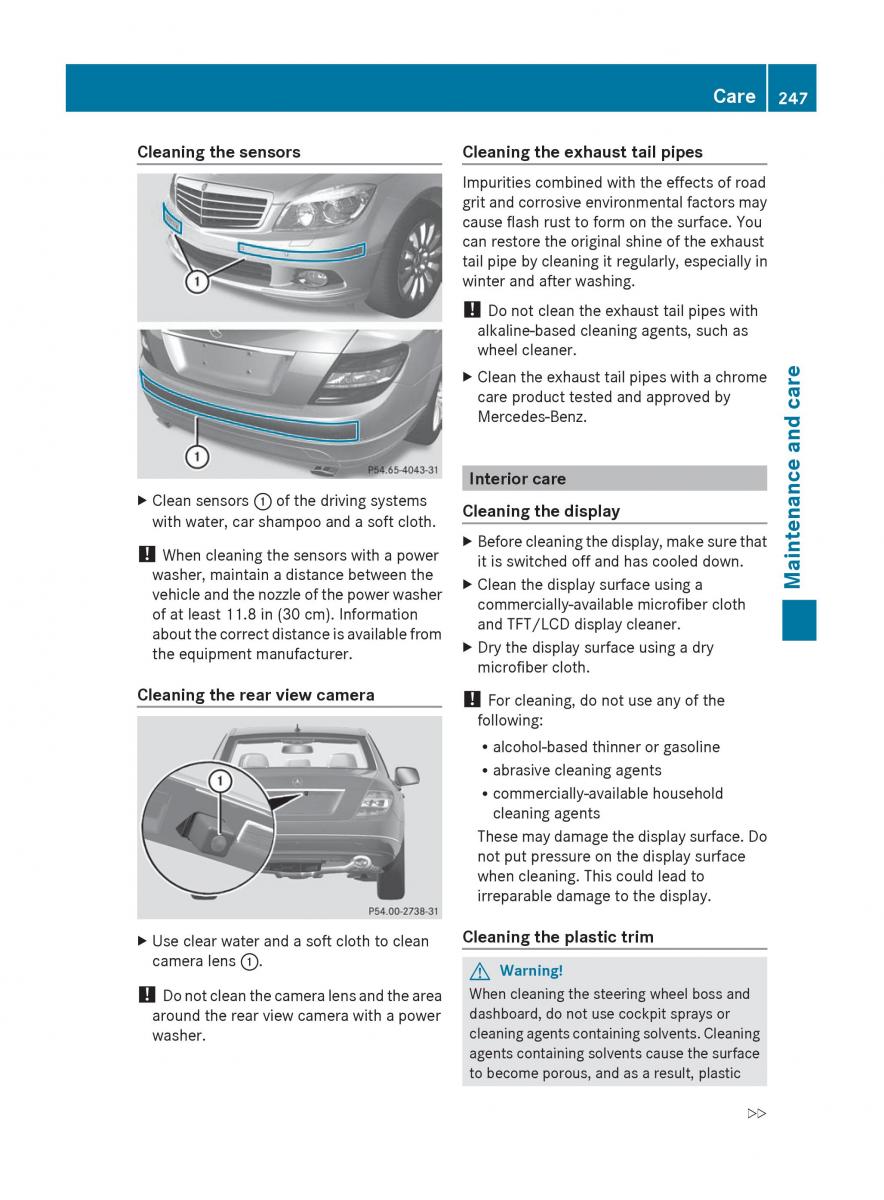 Mercedes Benz C Class W204 owners manual / page 249