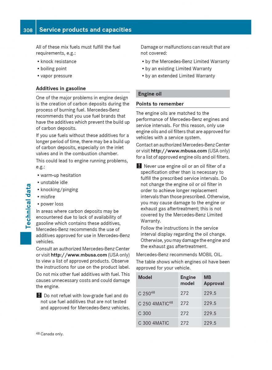 Mercedes Benz C Class W204 owners manual / page 310