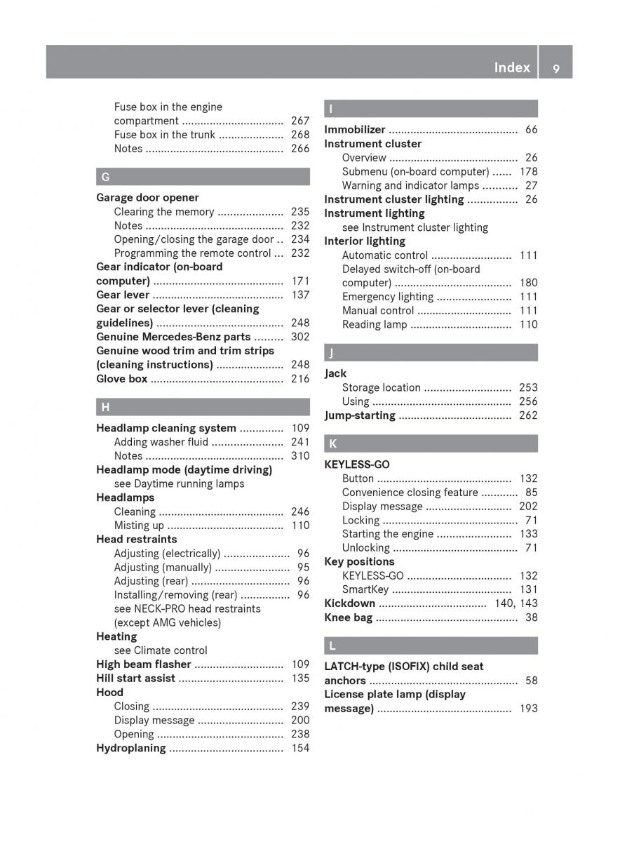 Mercedes Benz C Class W204 owners manual / page 11
