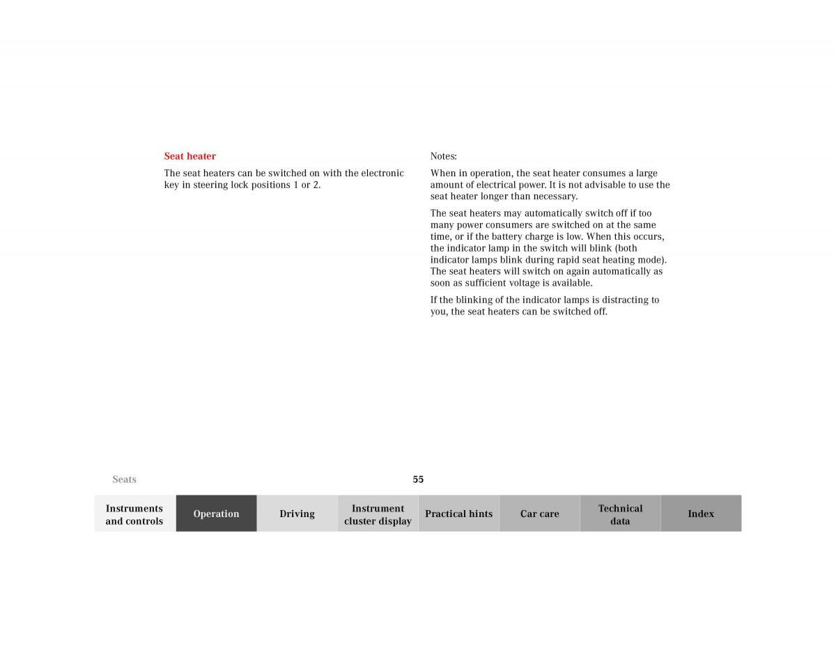Mercedes Benz E Class W210 owners manual / page 58
