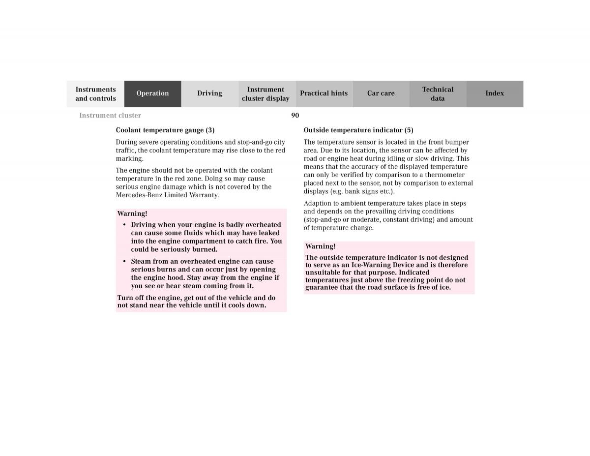 Mercedes Benz E Class W210 owners manual / page 93