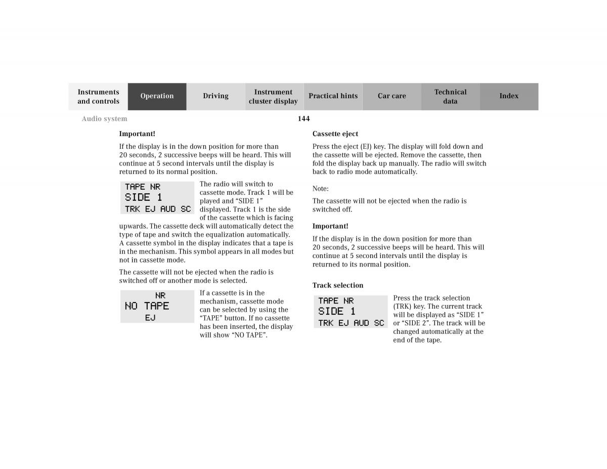 Mercedes Benz E Class W210 owners manual / page 147