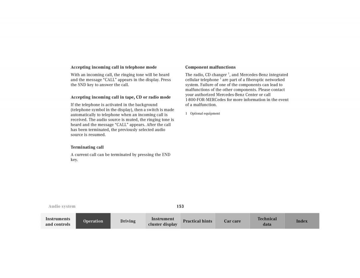 Mercedes Benz E Class W210 owners manual / page 156