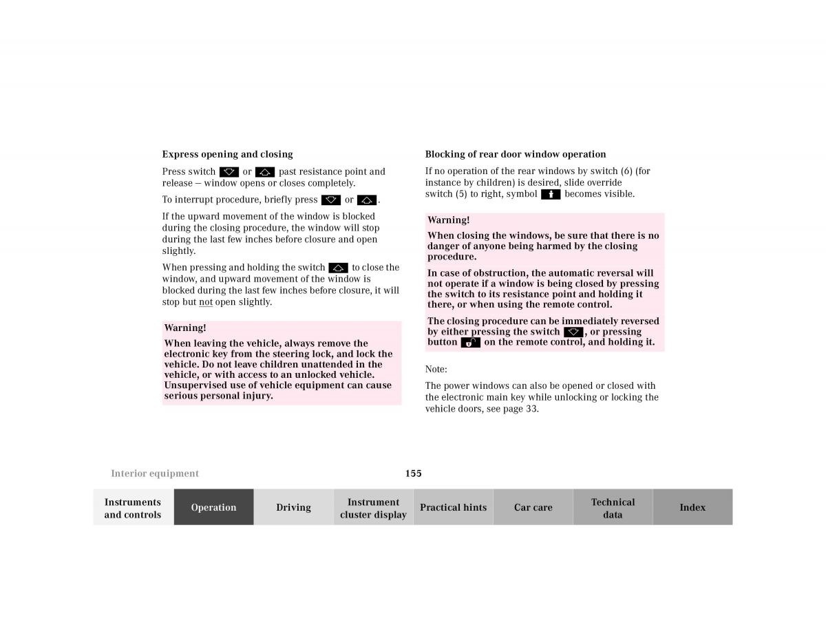 Mercedes Benz E Class W210 owners manual / page 158